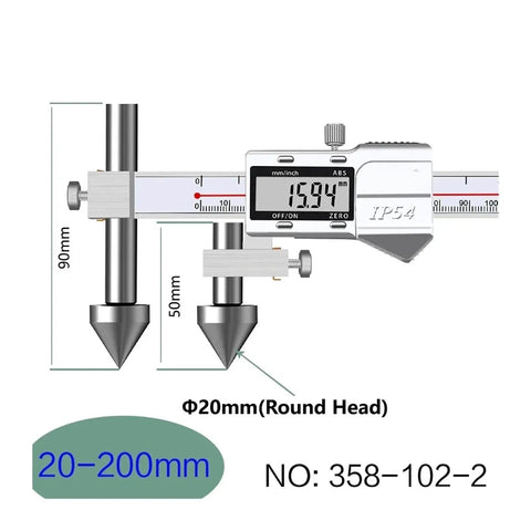 Digital Vernier Caliper For Round Hole Center Distance And Cone Pin Measuring With Dead On Accuracy Heavy Duty Steel Build 20-200mm.