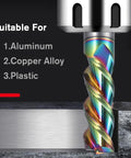 Sisona carbide square end mill, 1/2-inch shank, 3-inch overall length, 3-flute rainbow DLC coating