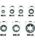 Lock Washers Set M3 M4 M5 M6 M8 M10 M12 Push On Locking Washers With Star Teeth For Vibration Resistant Fastening Heavy Duty