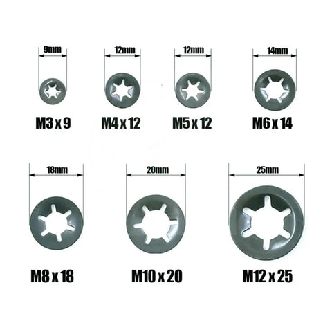 Lock Washers Set M3 M4 M5 M6 M8 M10 M12 Push On Locking Washers With Star Teeth For Vibration Resistant Fastening Heavy Duty