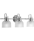 Archie Collection 3 Light Clear Double Prismatic Glass Coastal Bath Vanity Light In Polished Chrome Finish, frontal view