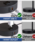 Upgraded Touch Control Desk Lamp with USB A and USB C Ports, AC Outlet, comparison with other lamps lacking features