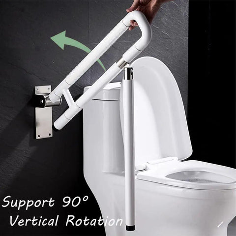 24 Inch Toilet Safety Rail Wall Mount Foldable Grab Bar Non Slip Stainless Steel With Fluorescent Grip Flip Up Design over toilet