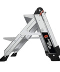 Jumbo Step Aluminum 2 Step Stool Ladder, Lightweight Yet Sturdy With A 375 Pound Duty Rating, side view with slip-resistant treads