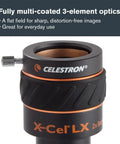 X-Cel LX 2x Barlow Lens For 1.25 Inch Eyepieces, Amp Up Your Telescope View, Three Element Apochromatic Optics, Fully Multi Coated, Rubber Grip, Brass Compression Ring, Filters Compatible, side view