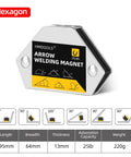 Hexagon 25 lb arrow welding magnet from Six Piece Welding Magnets Set With 25Lb Triangle And Hexagon Angles Plus Two Mini Magnets For Auto Car Welding Clamps Holder Heavy Duty Magnetic Positioning Tools 45 90 135 30 60 75 180 Degrees