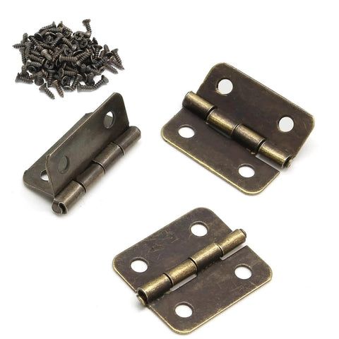 Mini 18x15mm Hinges Set For Wooden Jewelry Boxes And Cabinets With 50 Hinges And 200 Screws For DIY Crafts Retro Vintage Look