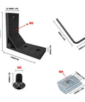 4 Pack Black Corner Brackets For 4040 Aluminum Extrusion 90 Degree Joint Connectors with M8 T Nuts, Screws, Wrench