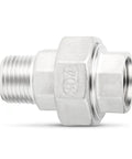 Five Pack 304 Stainless Steel Union Fittings One Quarter Inch NPT Male To One Quarter Inch NPT Female Cast Pipe Connectors