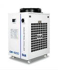 Heavy Duty Industrial Water Chiller With Five Thousand One Hundred Watt Cooling Capacity And Precise Temperature Management For Cnc Spindle And Co2 Laser Tubes To Keep Your Rig Chillin All Season Long, side view with temp controls.