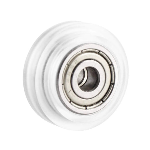 Close-up of polycarbonate POM pulley with 625zz bearing from 26Pcs 3D Printer Wheel Kit With Polycarbonate POM Pulleys And 625zz Bearings Real Smooth