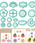 Hella Awesome Mini Flower Polymer Clay Cutters For Crafting Chic Daisy Rose Lotus Shapes With Top Shelf Hobby Molds, 16 teal mini floral cutters.