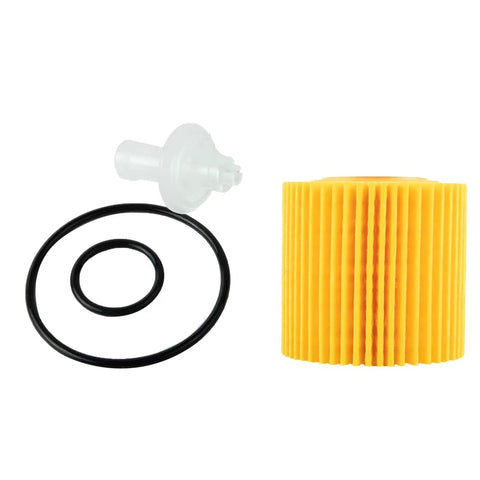 Image of a Toyota Engine Oil Filter Kit 20 Pack 04152 YZZA6 Compatible With Prius Corolla showing a yellow filter and O-rings.