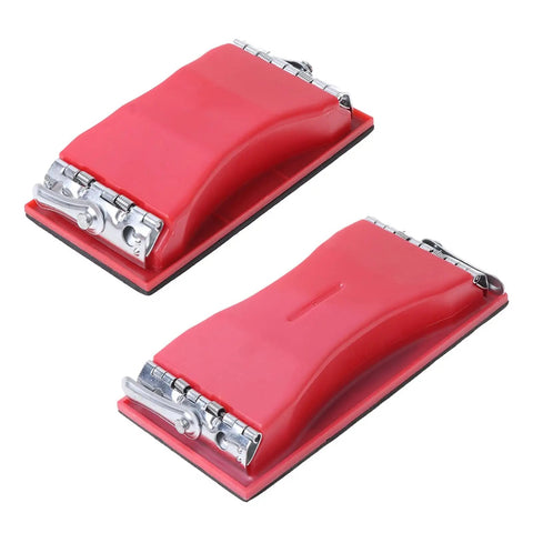 Rectangle Sandpaper Holder With Secure Metal Clips Locks Grit Paper Tight So You Can Smash Through Drywall Prep And Wood Smoothing Jobs Fast Without Wearing Your Knuckles Out, featuring red ergonomic design.