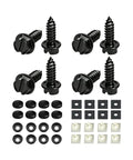 Gear Up Your Ride Smoothly With These Hella Tough Slotted Stainless Steel License Plate Screws In Fresh Black Finish Eight Piece Set for vehicle mounting kit.
