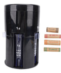 Real Deal Digital Coin Sorter Machine Counts Pennies Nickels Dimes Quarters And Dollars in black ABS material with rolled coins.