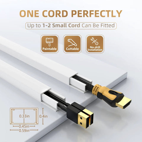 Effortless Wall Cable Hideaway Kit For TVs No More Dangly Cords With Self Adhesive One Cord Covers White Keeps Your Setup Clean And Safe Quick Install For Home Theater Living Room Or Office