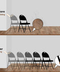 Comparison image showing Hella Tough Brown Folding Chair Leg Caps 12 Pack protecting floors from scratches before and after use.