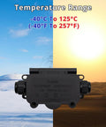 Rock Solid Mini Junction Box Outdoor Waterproof IP68 Rated Two Way Underground Electrical Splice Housing with temperature range -40°C to 125°C.