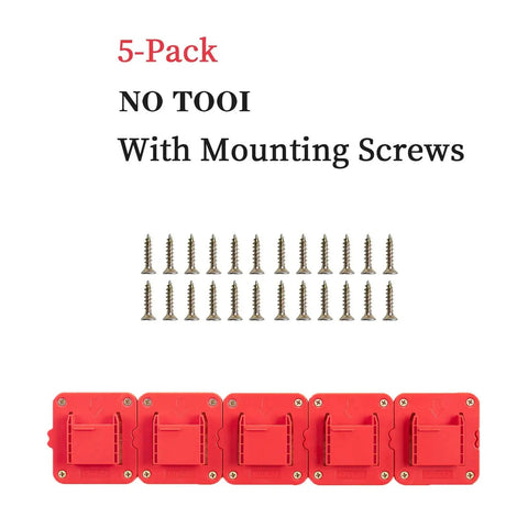Wall Mount Tool Hanger For Craftsman 20V Drills, 5 Pack Tool Holder Organizer with mounting screws shown