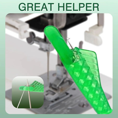 Sewing Machine Needle Threader Set For Fast Auto Threading, 2026 New Automatic Needle Threader Tool in green plastic material.