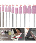 Rotary Tool Grinding Stone Set With One Eighth Inch Shank Aluminum Oxide Bits, 100 Pcs, Red, various sizes from 4mm to 10mm