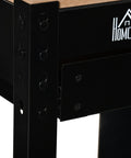 Close-up of Boss Level Multipurpose Workbench with lockable storage cabinet edge in black steel frame