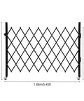 Heavy Duty Folding Security Gate With Lockable Diamond Grid Panels Expandable Wall Mount Kit For Garage Basement And Storefronts Steel Build, dimensions shown.