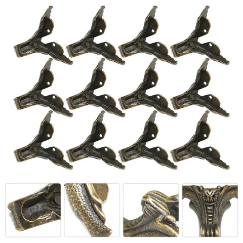 12 Pack Zinc Alloy Box Leg Set for Jewelry Boxes and Furniture Heightening Dope Decorative Feet Pads with Classic Style