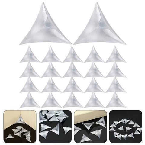 Triangular Corner Protectors For Furniture And Drawers, 400 count clear dust guards, safe melamine material, multiple views