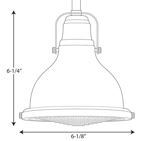 Diagram of Coastal One Light Mini Pendant in Oil Rubbed Bronze With Clear Fresnel Glass Lens; dimensions included