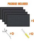 Heavy Duty 48x24 Inch Metal Pegboard Wall Organizer Kit With Black Panels, Hooks And Bins For Garage And Shed, Tool Storage System