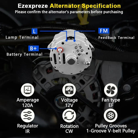High Output 120A One Wire Self Exciting Alternator For 12V Systems Easy Install Plug In And Go CW Rotation 10SI Style Replacement