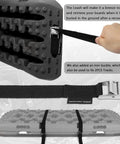 Person using strap on Heavy Duty Recovery Tracks for 4x4 Off Road Adventures Traction Boards Tire Ladder Mat for Sand Snow Mud