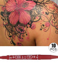 Smooth Double Ended Markers For Piercing And Art Projects, 10 Piece Set with red dual tip pen on tattooed shoulder.