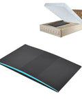 High Density Foam Bed Support Pad Slays Sagging Mattresses With No Sweat Setup And Reinforced Flat Top That Saves You Serious Cash While Boosting Sleep Comfort And Extending Lifespan For Standard Twin Sizes in bed frame with mattress lifted.