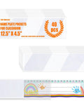 40 pcs transparent desk nameplate pockets 12.5 x 4.5 inch self adhesive, 7 mil thickness, for office and school, easy install