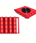 Heavy Duty Machine Skate Dolly With 360 Swivel Caster Plates, featuring red steel frame and rollers for effortless equipment transport.