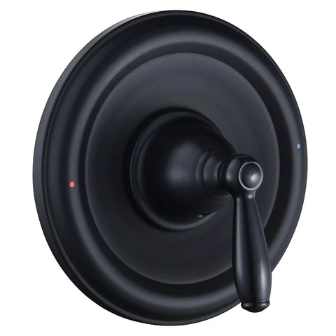 Pressure Balancing Tub And Shower Trim Kit For Posi-Temp Valve In Matte Black, Durable Metal Construction, Easy-Adjust Lever Handle With Red Blue Temperature Indicator, Aftermarket Trim Kit Only, Valve Not Included
