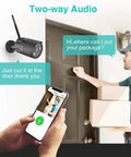 Top Notch 1080P Wifi Outdoor Security Camera with two-way audio communication feature in a delivery scene