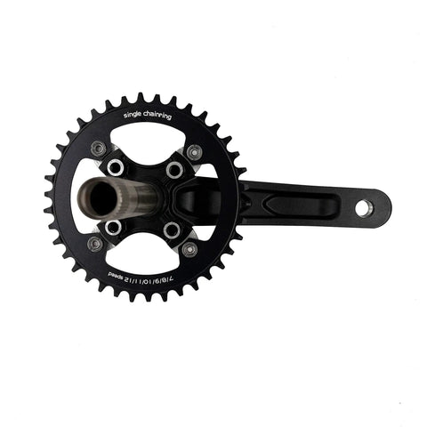 Ride Ready Aluminum 170mm Crank Arm Set 104 BCD With 38T Single Chainring And Bottom Bracket Kit For MTB BMX Road Bikes Compatible With Shimano FSA Giant Black Finish, top view