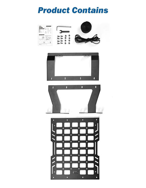 Components of Hard Top Roof Rack Molle Panel For Wrangler JL JLU And Gladiator JT 2018 2026 No Drilling Overhead Molle Storage