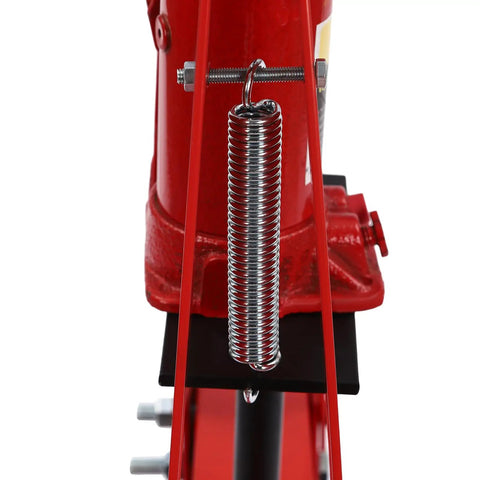 Close-up of the 6 Ton A-Frame Hydraulic Shop Press's spring and adjustable plates for auto repairs, heavy duty design for workshop use.