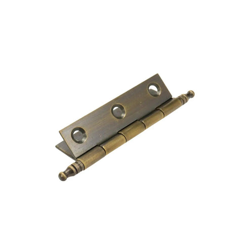 Straight Up Premium Rustproof 2.5 Inch Square Door Hinges featuring Vintage Antique Brass Crown Details, heavy duty finish.