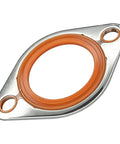 Reusable Thermostat Water Neck Housing Gasket With One Eighth Inch Beefy Aluminum Carrier And Molded Silicone Insert Heavy Duty Chevy SBC BBC Engine Water Pump Seal Replacement Orange, orange gasket