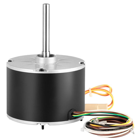 OEM Upgraded Condenser Fan Motor 0.25 HP 1100 RPM With Overheat Protection 208 230V for HVAC Condensing Units, wires visible.
