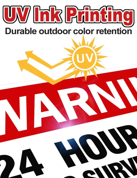 4 Pack 12 By 8 Security Camera Signs Reflective Waterproof Aluminum 24 Hour Surveillance Sign For Home And Business With High Visibility Easy Read Letters Yo close-up