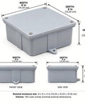 Rock Solid 6X6X4 Inch Pvc Junction Box Gray Nonmetallic Splice With Screw On Cover And Mounting Flanges 144 Cubic Inch Capacity side view