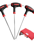 Bike Hex Allen Key Wrench Set 4 5 6mm T-Handle with Ball End, red and black grip, in a red pouch with zipper.