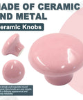 Grab Some Super Chic Pink Ceramic Door Knobs Retro Cabinet Hardware Set With Dresser Pulls Bathroom Vanity Handles No Sweat Install Top Shelf Furniture Makeover Kit 10 Piece Bundle - close-up of pink ceramic knobs, round shape.